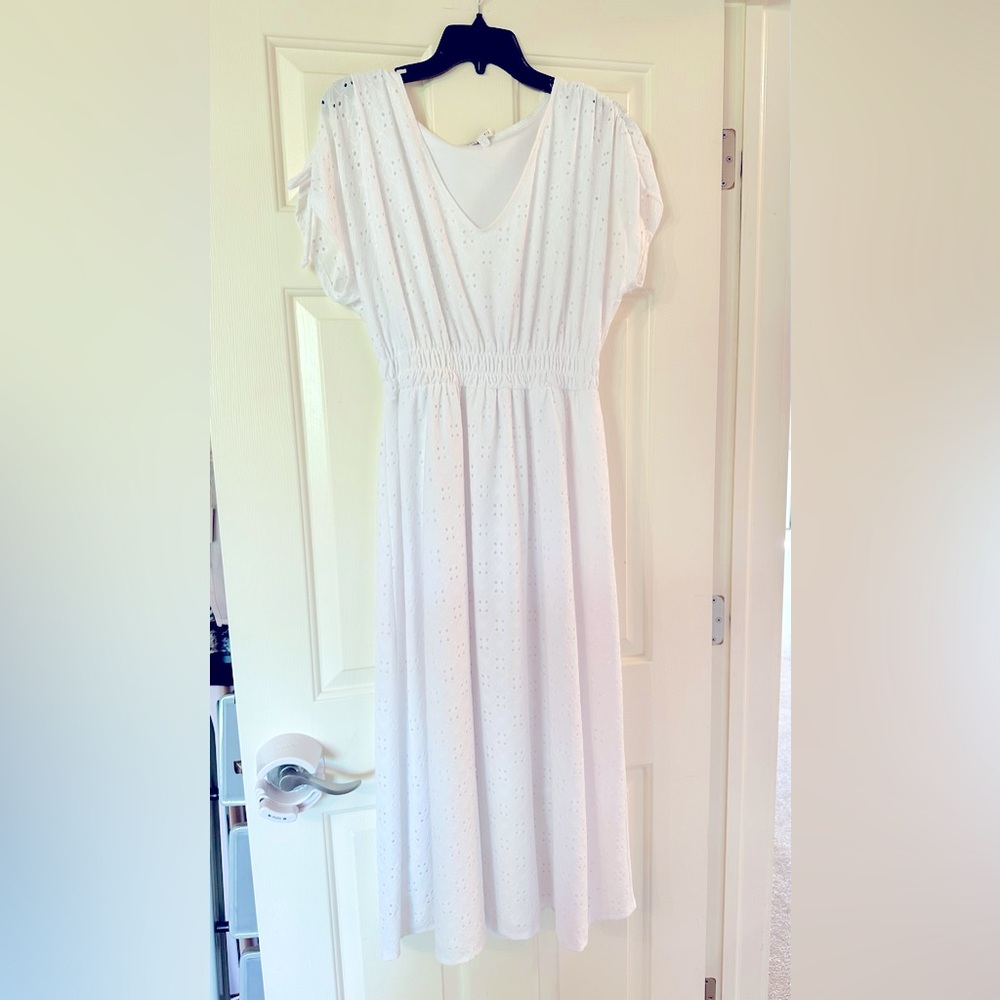 Elegant White Eyelet Dress